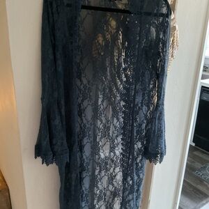 Polly & Esther Blue Lace Cardigan Duster Size S